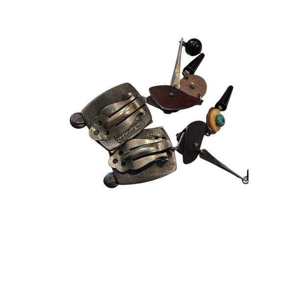 Vintage Modernist Artisan Gale Rothstein Multi Semi Precious Stone Clip Earrings - Picture 7 of 8